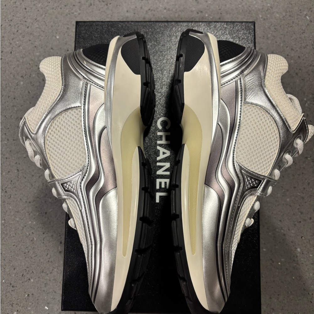 CHANEL Silver Mesh Sneakers - Picture 10 of 14